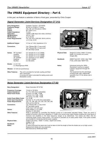 The VMARS Equipment Directory – Part 6 - VMARSmanuals