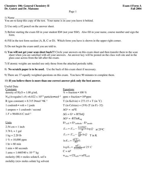 dr doe chemistry quiz