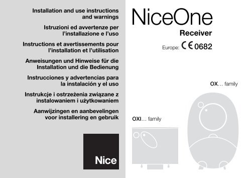 Receptor radio 4 canale NICE OXI - GTO Security Technologies
