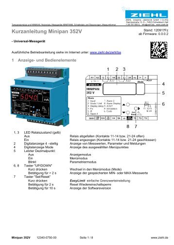 Kurzanleitung Minipan 352V - Ziehl industrie-elektronik GmbH + Co ...