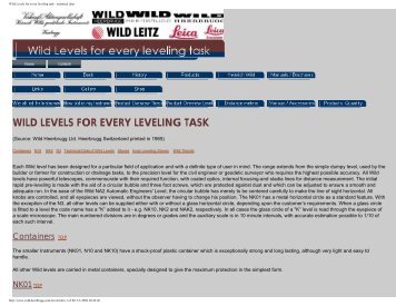 Wild Levels for every leveling task - technical data