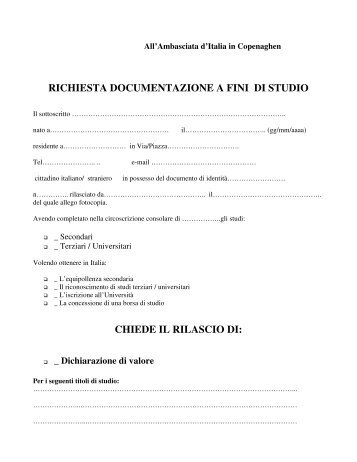 Documentazione di studio - Ambasciata d'Italia