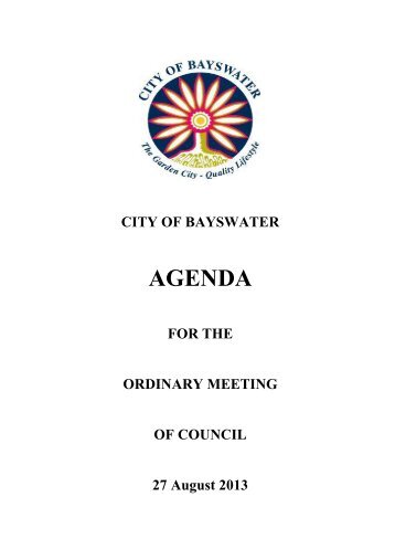 Agenda Ordinary Council Meeting 27 August 2013 - City of Bayswater