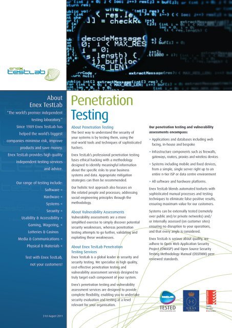 Penetration Testing - Enex TestLab