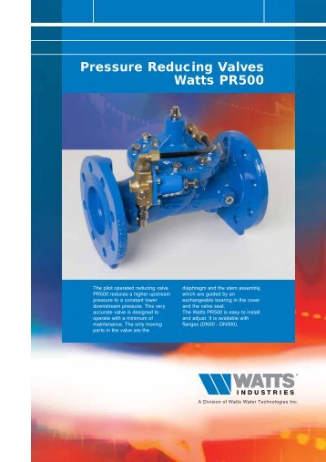 Pressure Reducing Valves Watts PR500 - Watts Industries