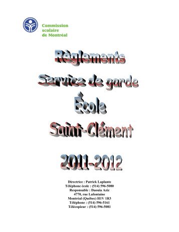 RÃƒÂ©glementation service de garde - Commission scolaire de MontrÃƒÂ©al