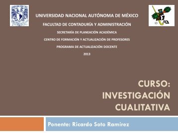 CURSO: INVESTIGACIÃN CUALITATIVA - PÃ¡ginas Personales UNAM