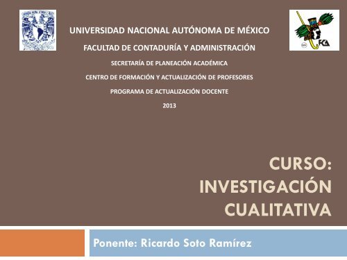 CURSO: INVESTIGACIÃN CUALITATIVA - PÃ¡ginas Personales UNAM