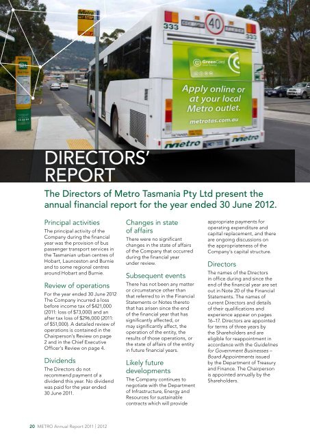 2011/2012 Annual Report - Metro Tasmania