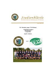 StadionblÃ¤ttle - TSV Weinsberg Fussball - Aktive Mannschaften