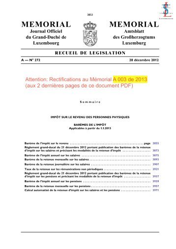 BarÃ¨mes d'impÃ´ts 2013 - Niederanven