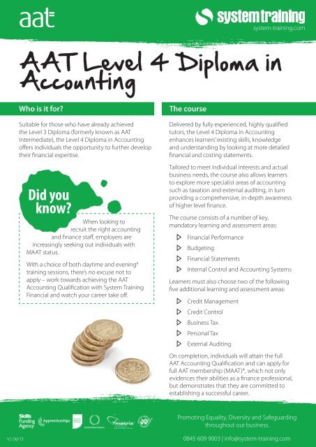 aat level 4 diploma in accounting system training sample p & l statement