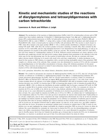 Kinetic and mechanistic studies of the reactions of diarylgermylenes ...