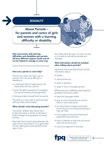 A3 About Periods Fact Sheet - Family Planning Queensland