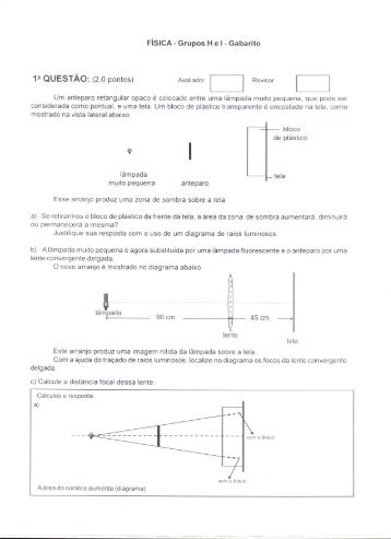 FÃ­SICA - Grupos H e I - Gabarito 90 cm 45 cm ~ - Uff