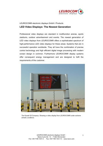 LED Video Displays: The Newest Generation - LEUROCOM  ...