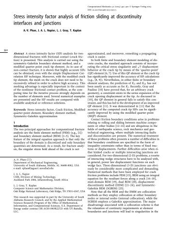 Stress intensity factor analysis of friction sliding at ... - Springer