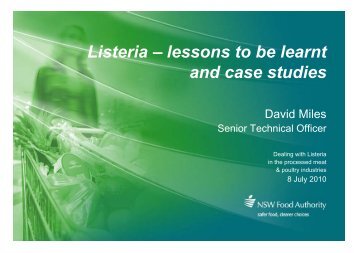 Lessons to be learnt and case studies - NSW Food Authority