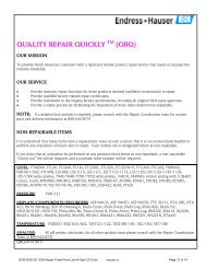 Fixed Repair Pricing and Non-Repairable Items ... - Endress+Hauser