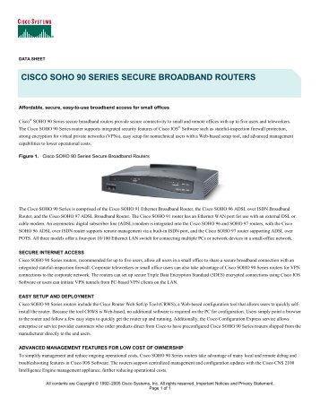 cisco soho 90 series secure broadband routers - Used Network ...