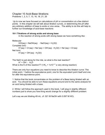 Chapter 10 Acid-Base titrations