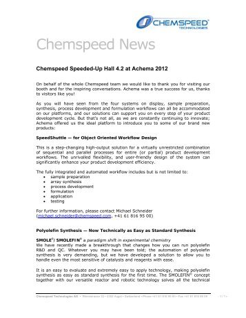 Chemspeed News