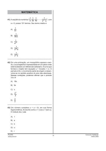 MATEMÃTICA - pucrs