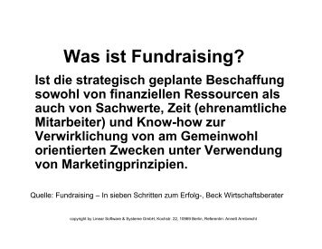 Was ist Fundraising? - Linear Software & Systeme GmbH