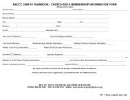 naccc 2009-10 yearbook - church data membership information form