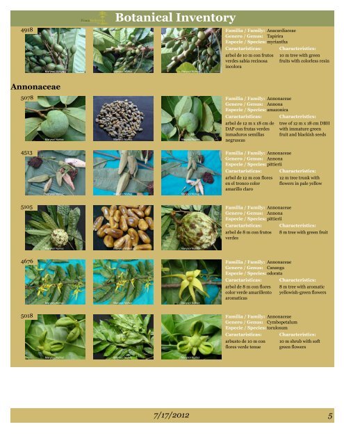 BOTANICAL INVENTORY - Finca Bellavista