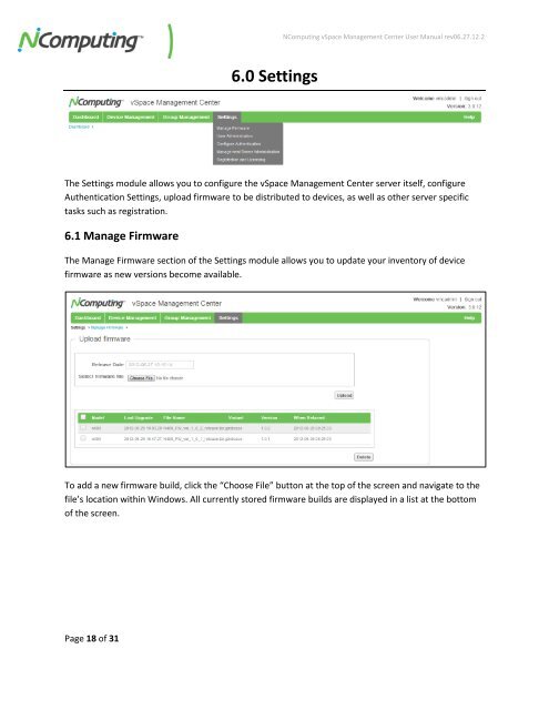 vSpace Management Center for the N-series