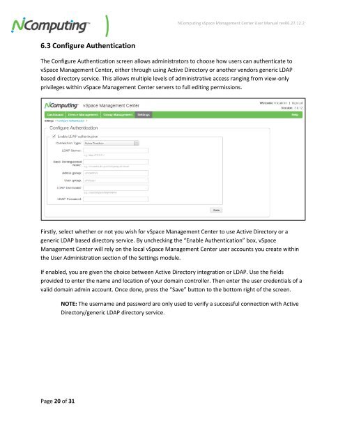 vSpace Management Center for the N-series