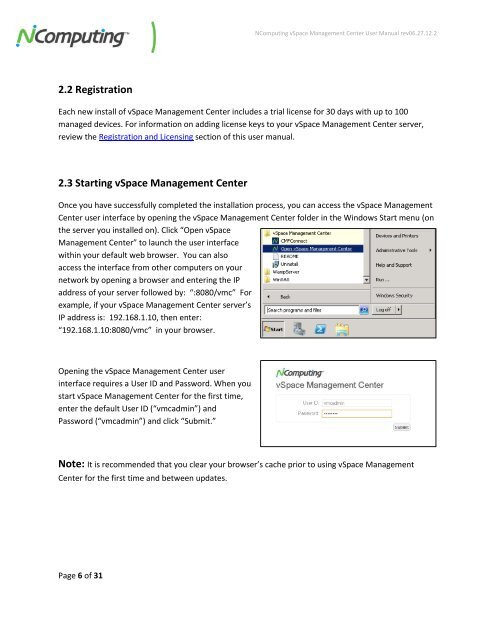 vSpace Management Center for the N-series