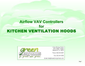 Airflow VAV Controllers - Green Energy Hoods