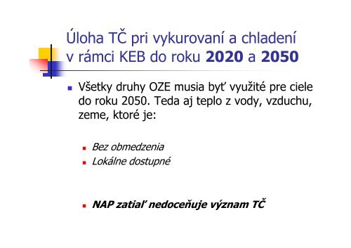 EnergetickÃ¡ efektÃ­vnosÅ¥ a vyuÅ¾Ã­vanie tepelnÃ½ch Äerpadiel podÄ¾a noriem