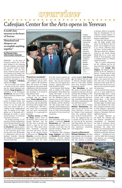 Arts & Culture special pullout section - Armenian Reporter