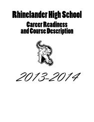 2013 - 2014 Course Description Book - School District of Rhinelander