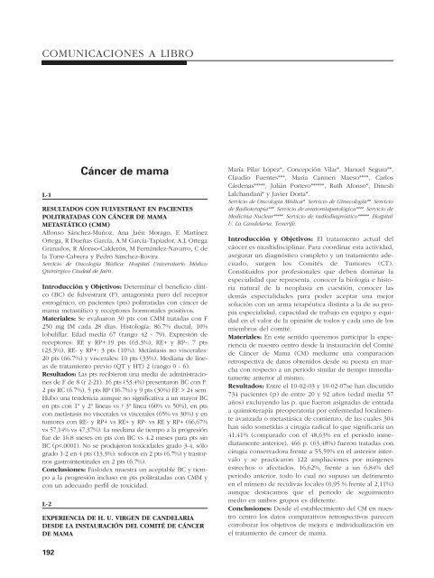 COMUNICACIONES A LIBRO CÃ¡ncer de mama - Sociedad ...