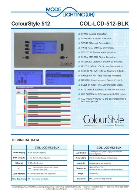 ColourStyle 512 COL-LCD-512-BLK - Mode Lighting