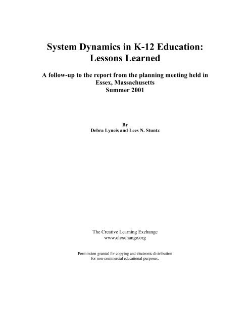 System Dynamics in K-12 Education: Lessons Learned - Creative ...