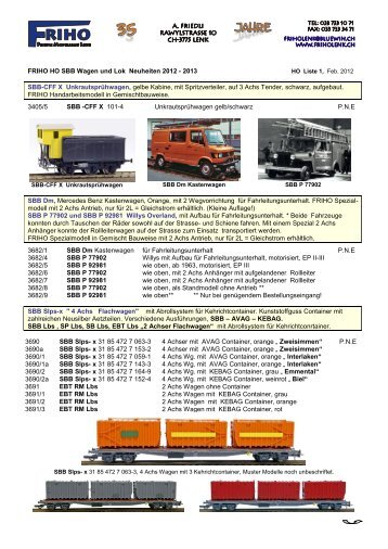 FRIHO HO SBB Wagen und Lok Neuheiten 2012 - 2013 SBB-CFF X ...