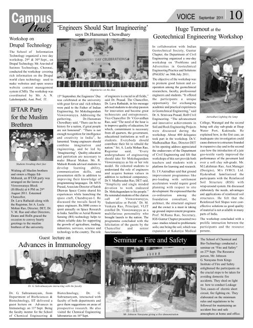 Voice of September 2011 - Vignan University