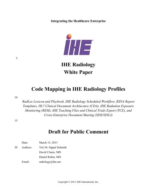 Code Mapping In Ihe Radiology Profiles