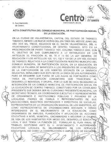 acta constitutiva del consejo municipal de participaciÃ³n social en la ...