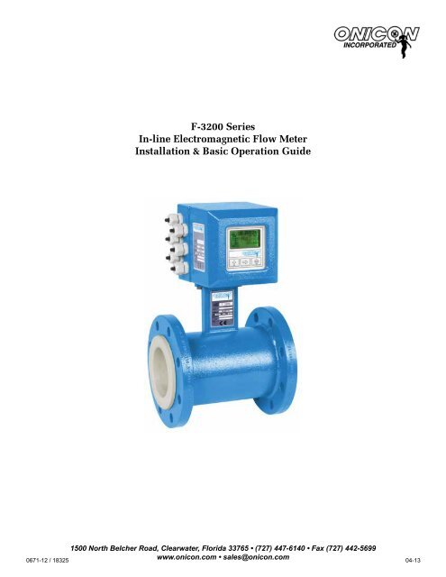 F-3200 Series Inline Electromagnetic Flow Meter Manual - Onicon