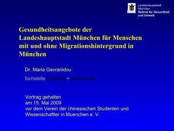 Dr. Maria Gavranidou Referat fÃ¼r Gesundheit und Umwelt