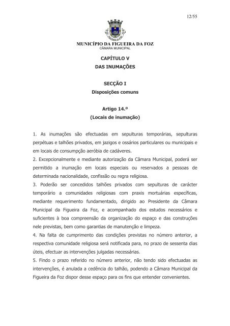 Regulamento dos CemitÃƒÂ©rios Municipais - Freguesia de S. JuliÃƒÂ£o da ...