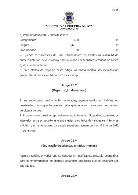 Regulamento dos CemitÃƒÂ©rios Municipais - Freguesia de S. JuliÃƒÂ£o da ...