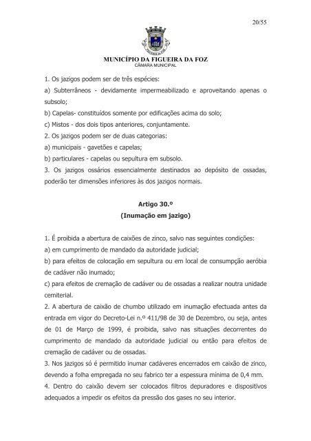 Regulamento dos CemitÃƒÂ©rios Municipais - Freguesia de S. JuliÃƒÂ£o da ...