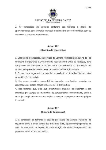 Regulamento dos CemitÃƒÂ©rios Municipais - Freguesia de S. JuliÃƒÂ£o da ...